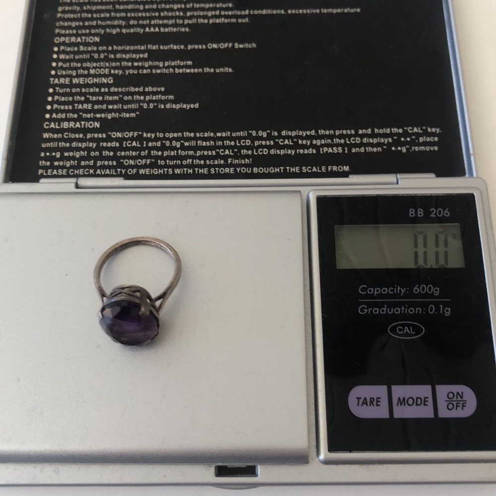 Vintage women ring size 6-3/4 purple stone T#1 - Picture 10 of 11
